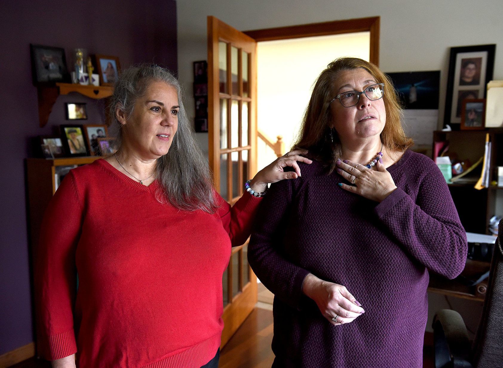 Mothers speak with reporter